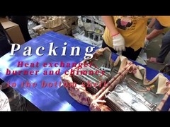 Embalaje del intercambiador de calor, del quemador y de la chimenea en la parte inferior