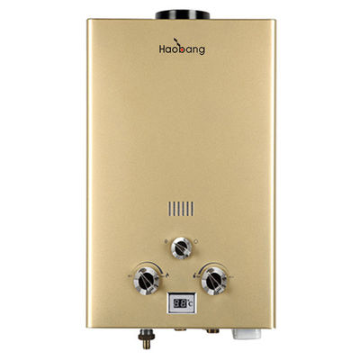 GNL Gas Geyser 6L sin tanque Calentador de agua instantáneo Panel dorado